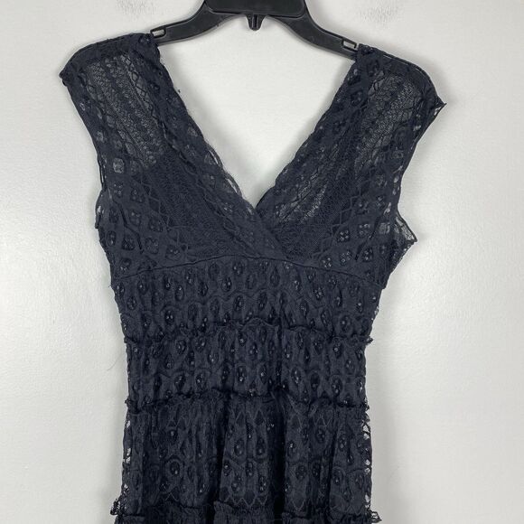 Black Lace Dress Sz Small Fairy Dark Cottagecore Victorian Sexy Goth Max Studio - Picture 6 of 9